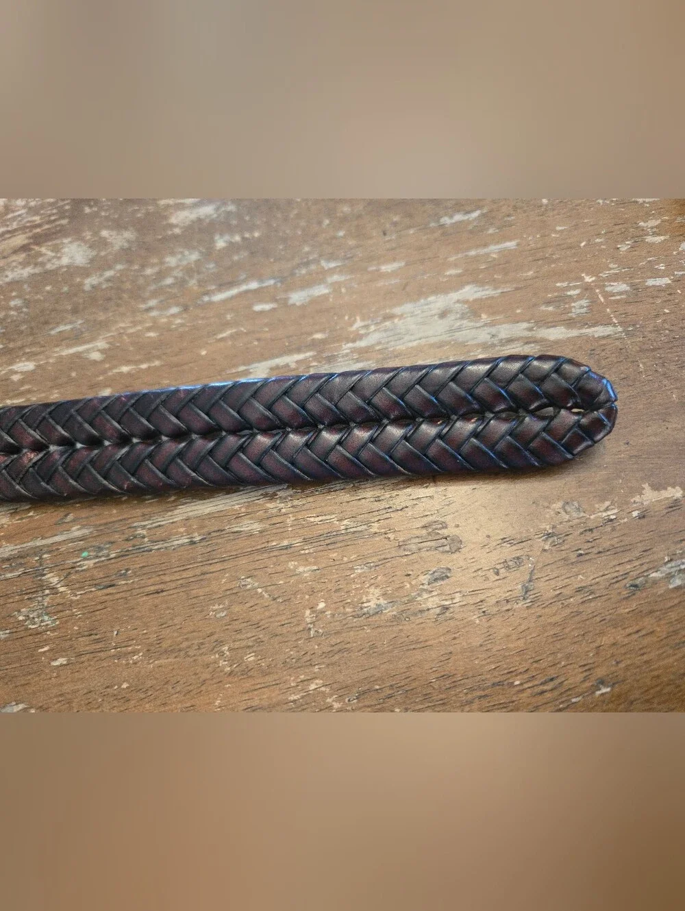 Fossil Men's Woven Leather Belt in Dark Brown